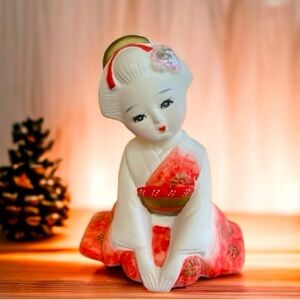 Japanese HAKATA GEISHA NINGYO Doll Bisque Porcelain Hand Painted Girl Figurine